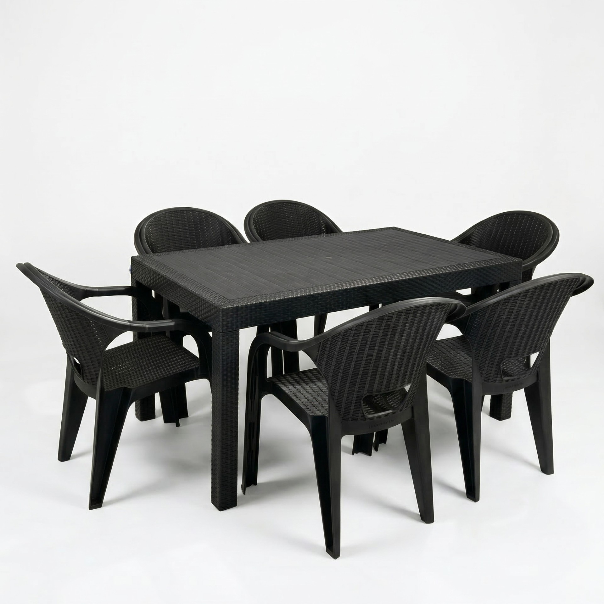 Flash 90x150 cm Rattan 6 Kişilik Masa Takımı Camsız Flash Sandalye Bahçe Teras Takımı Oturma Grubu 1