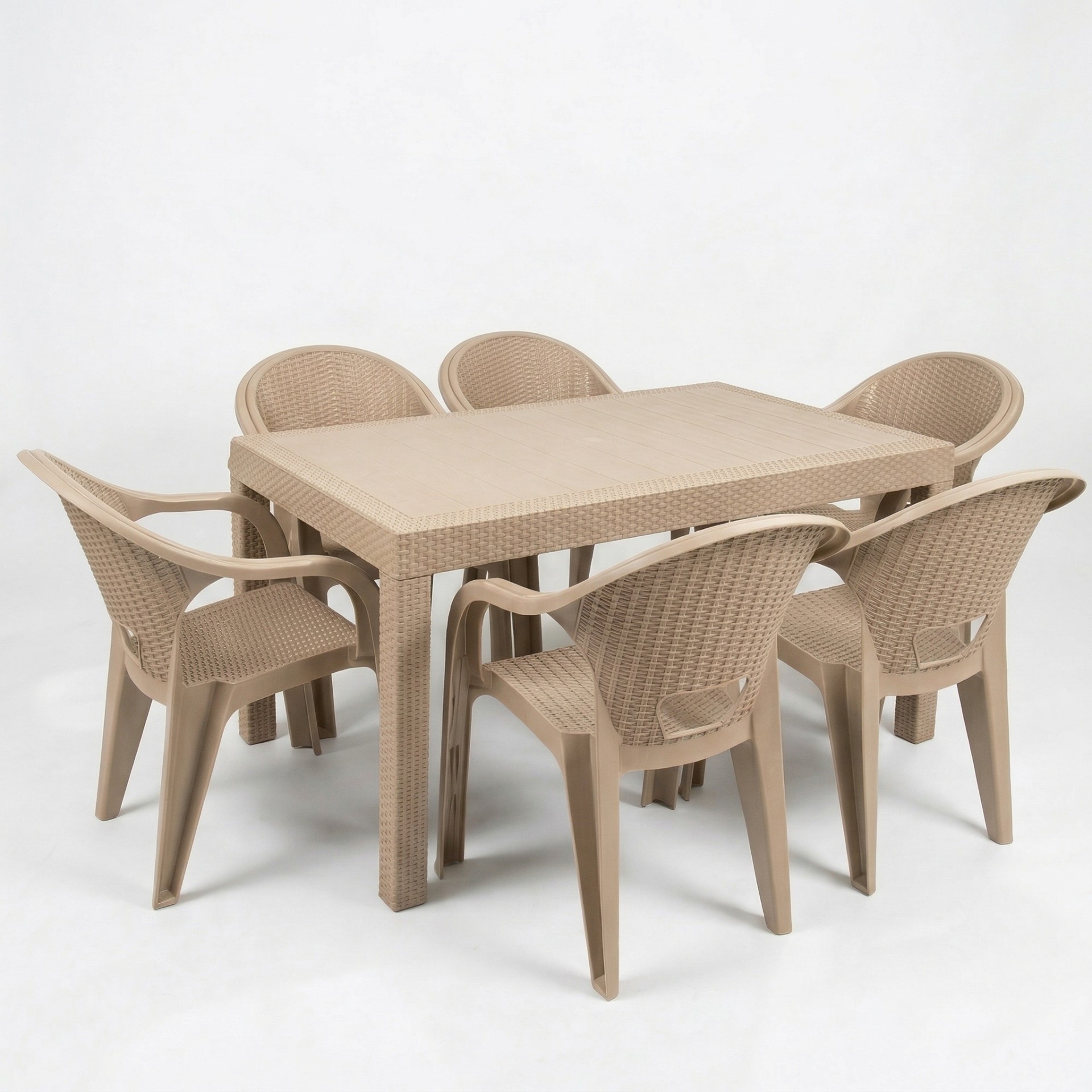 Flash 90x150 cm Rattan 6 Kişilik Masa Takımı Camsız Flash Sandalye Bahçe Teras Takımı Oturma Grubu 3