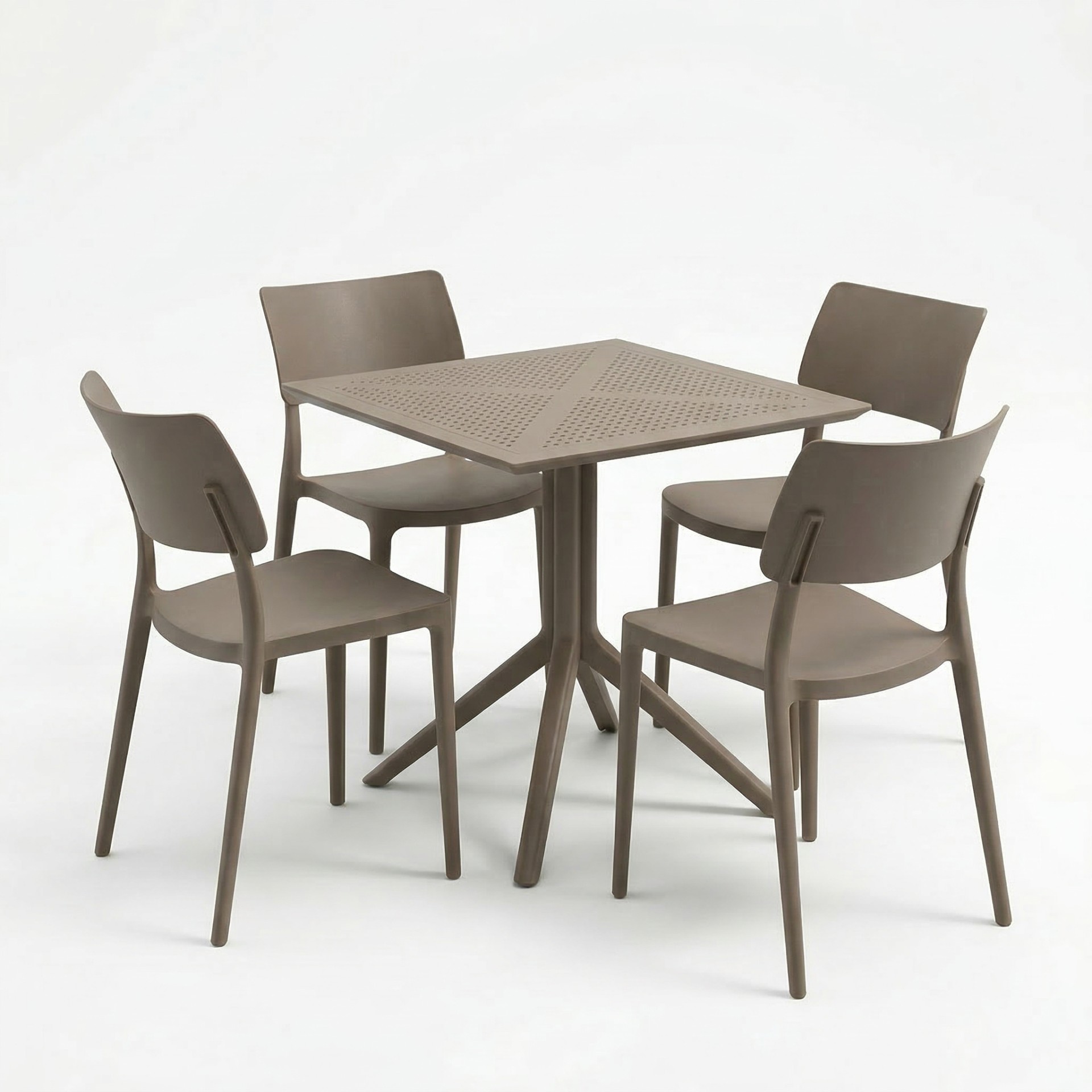 Zen 4 Kişilik Cafe Kolsuz Bistro Set 70x70 Sorty Bee Sabit Masa - Kapiçino