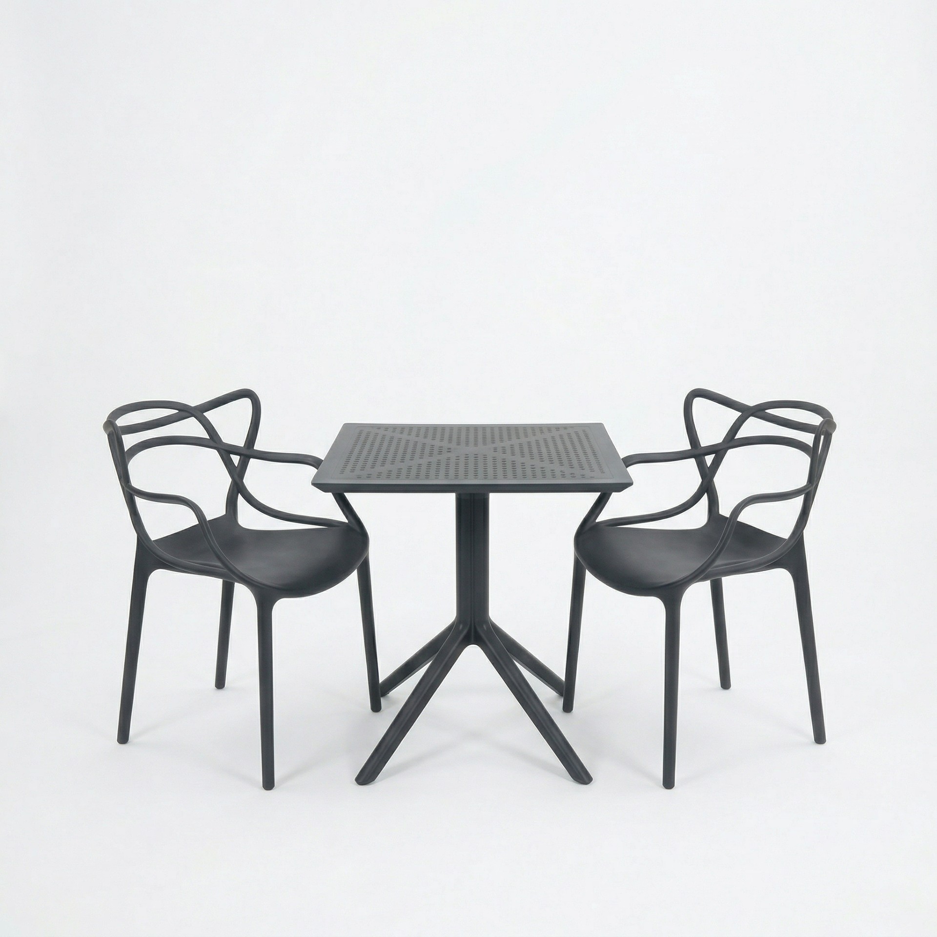 Santa 2 Kişilik Cafe Kollu Bistro Set 70x70 Sorty Bee Sabit Masa 1