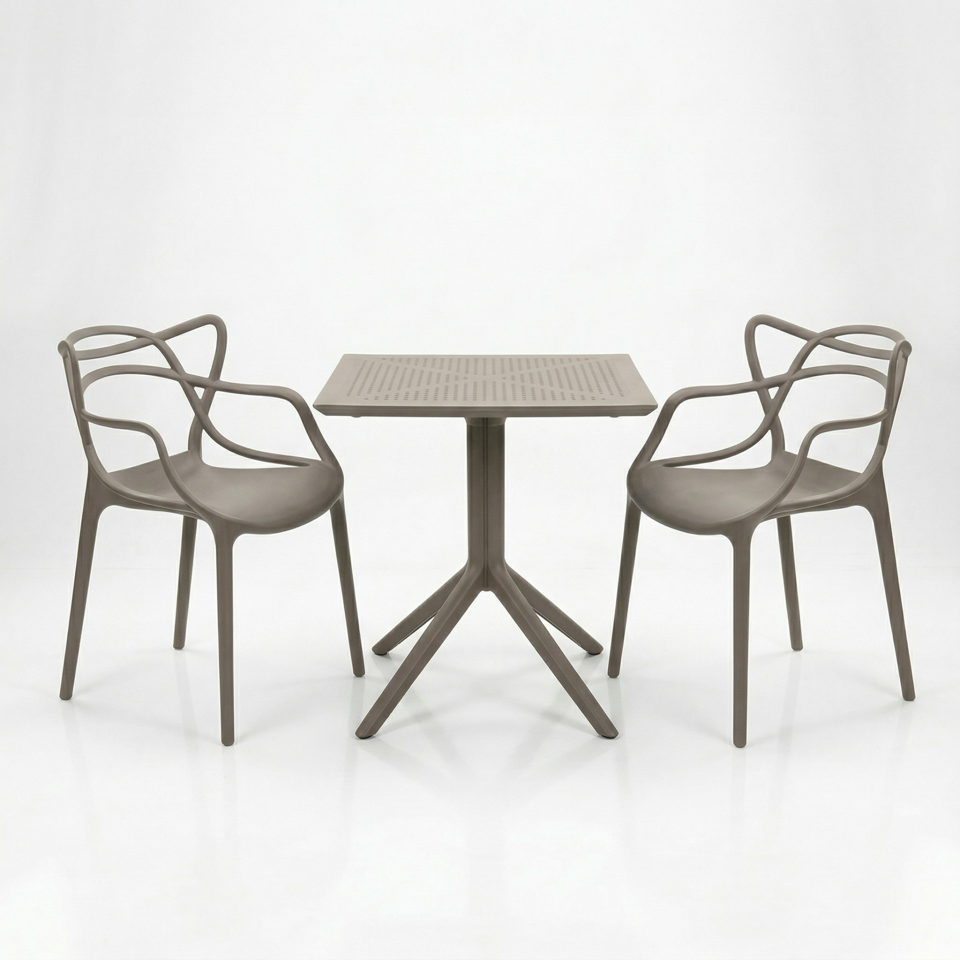 Santa 2 Kişilik Cafe Kollu Bistro Set 70x70 Sorty Bee Sabit Masa 2