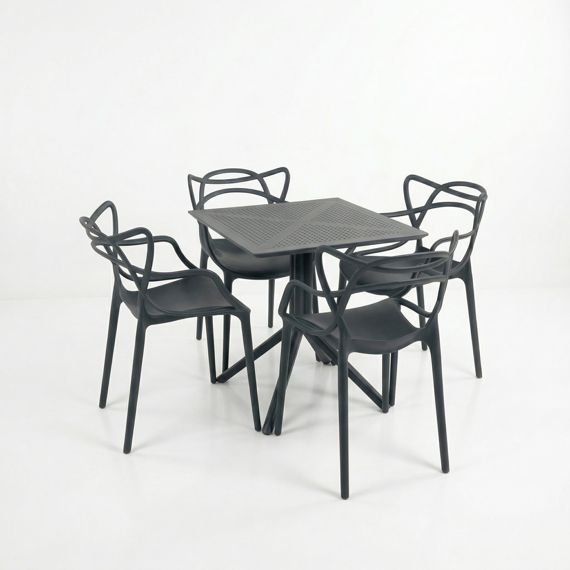 Santa 4 Kişilik Cafe Kollu Bistro Set 70x70 Sorty Bee Sabit Masa 1