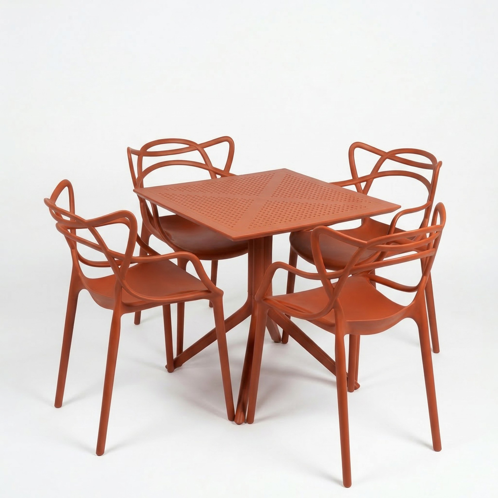 Santa 4 Kişilik Cafe Kollu Bistro Set 70x70 Sorty Bee Sabit Masa 3