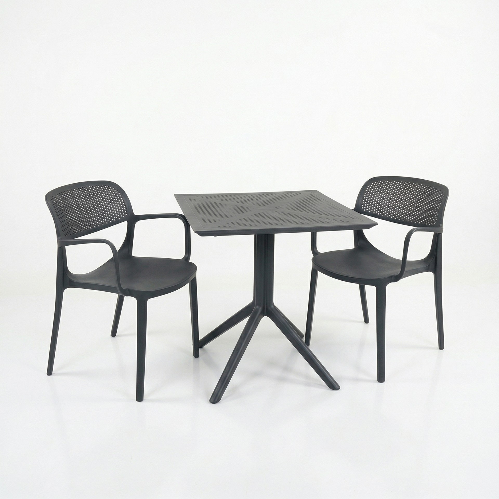 Barby 2 Kişilik Cafe Kollu Bistro Set 70x70 Sorty Bee Sabit Masa 1