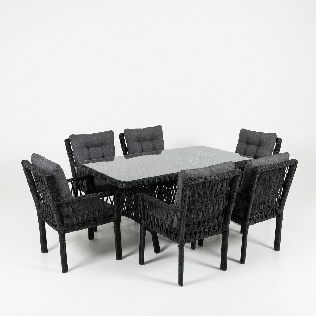 Oslo 6 Kişilik Raddan Masa Takımı 90x160 Masa 6 Adet Oslo Koltuk 1