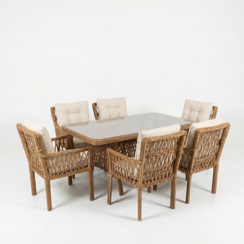 Oslo 6 Kişilik Raddan Masa Takımı 90x160 Masa 6 Adet Oslo Koltuk 3