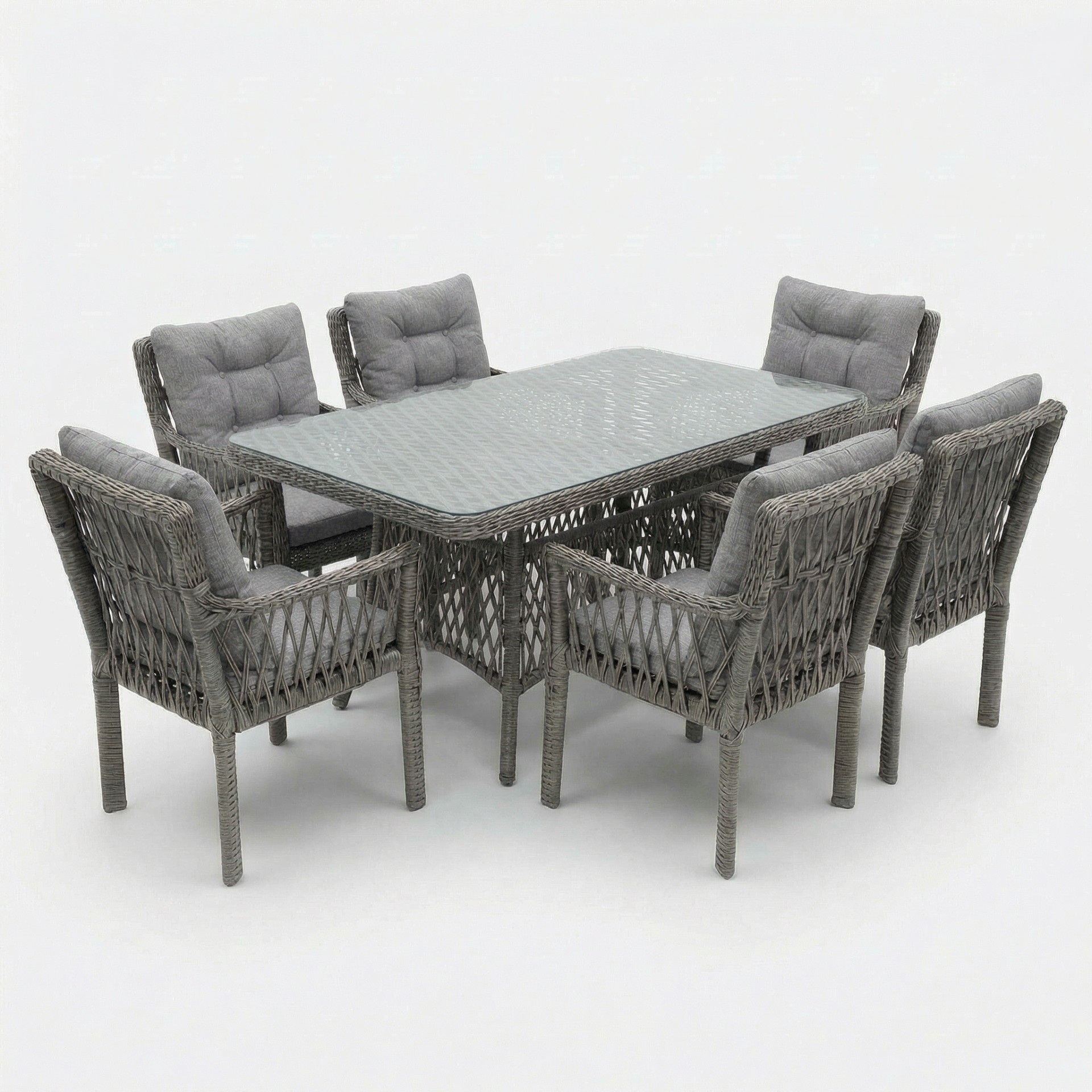 Oslo 6 Kişilik Raddan Masa Takımı 90x160 Masa 6 Adet Oslo Koltuk - Gri