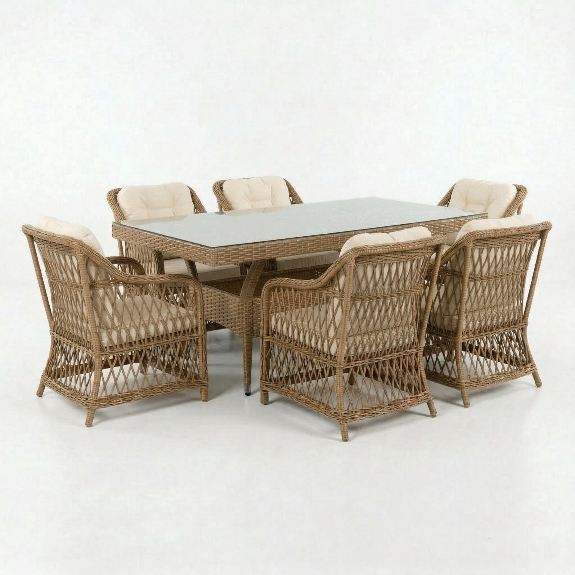 Loft 6 Kişilik Raddan Masa Takımı 100x200 Masa 6 Adet Loft Koltuk 3