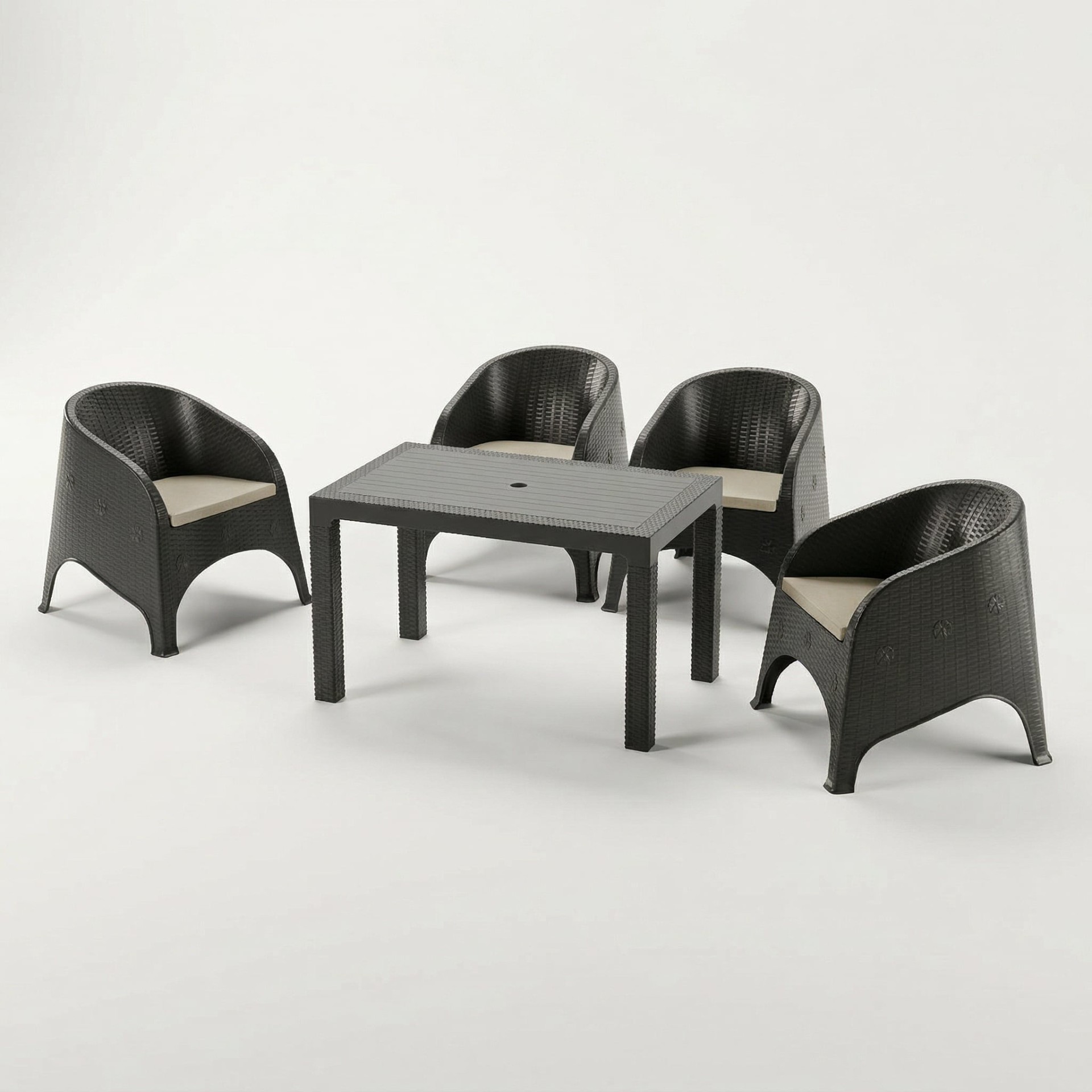 Olivia 4 Kişilik 70x120 Sehpalı Oturma Grubu - Kahve Rengi