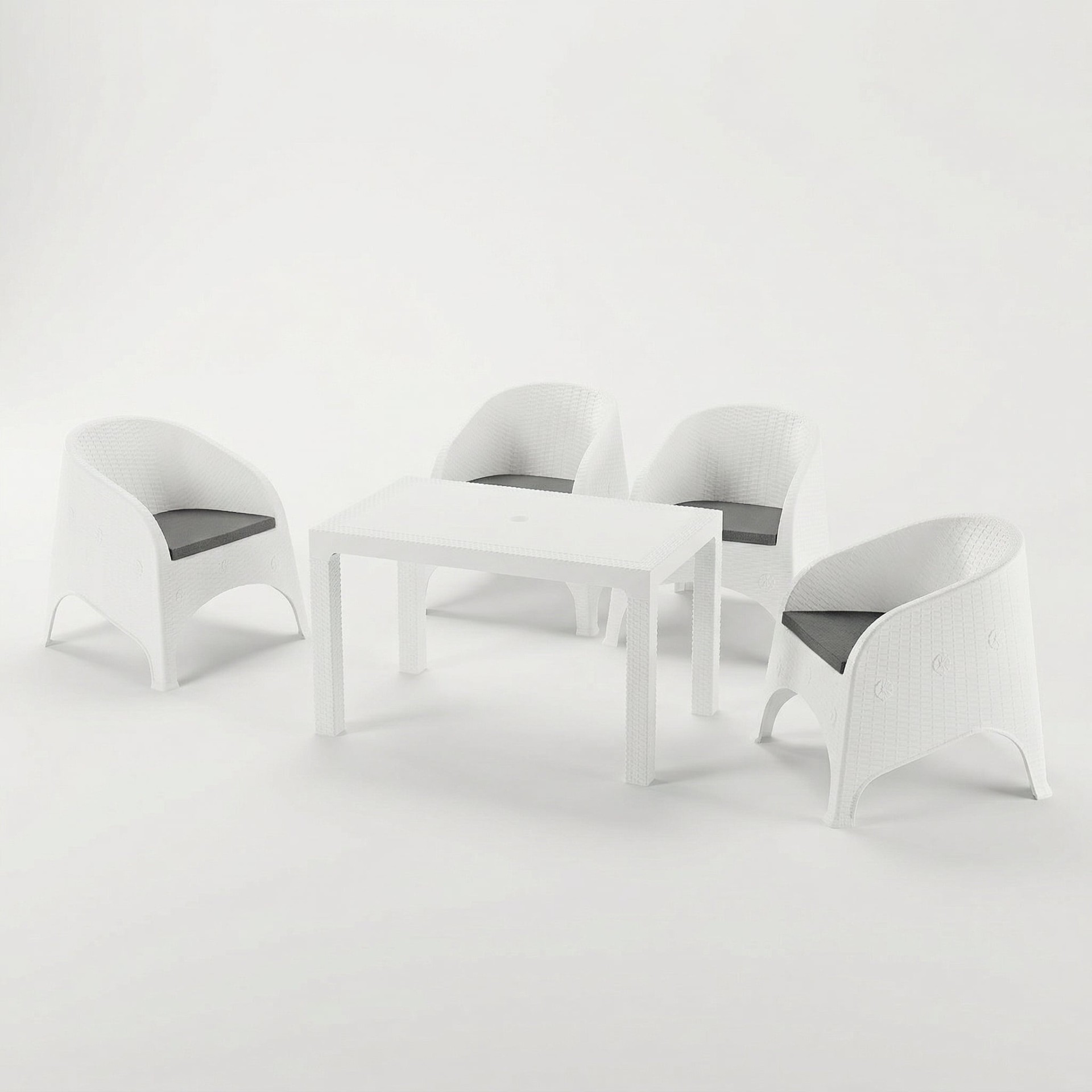 Olivia 4 Kişilik 70x120 Sehpalı Oturma Grubu - Beyaz