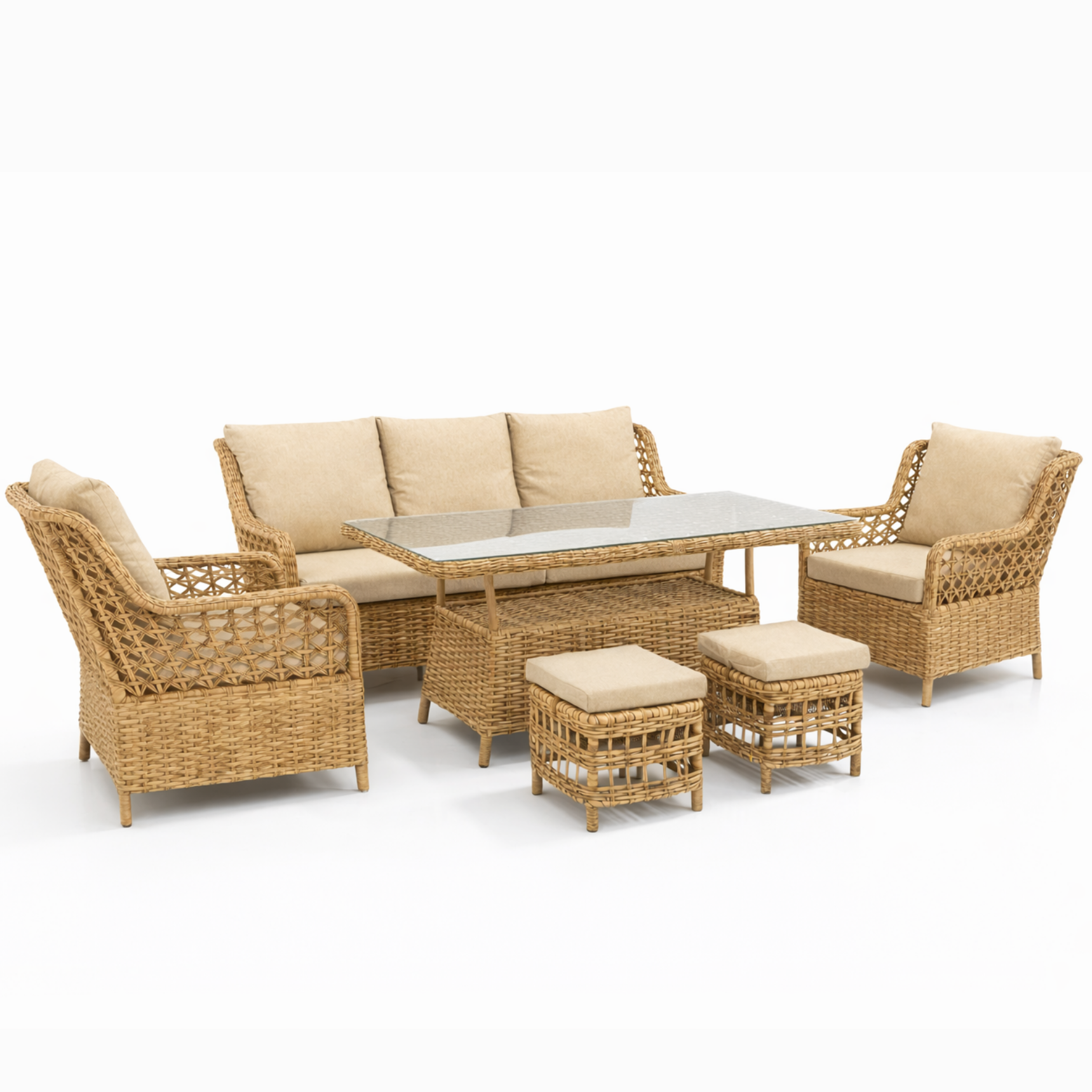 Hera 3+1+1 Puflu Oturma Grubu - Kapiçino