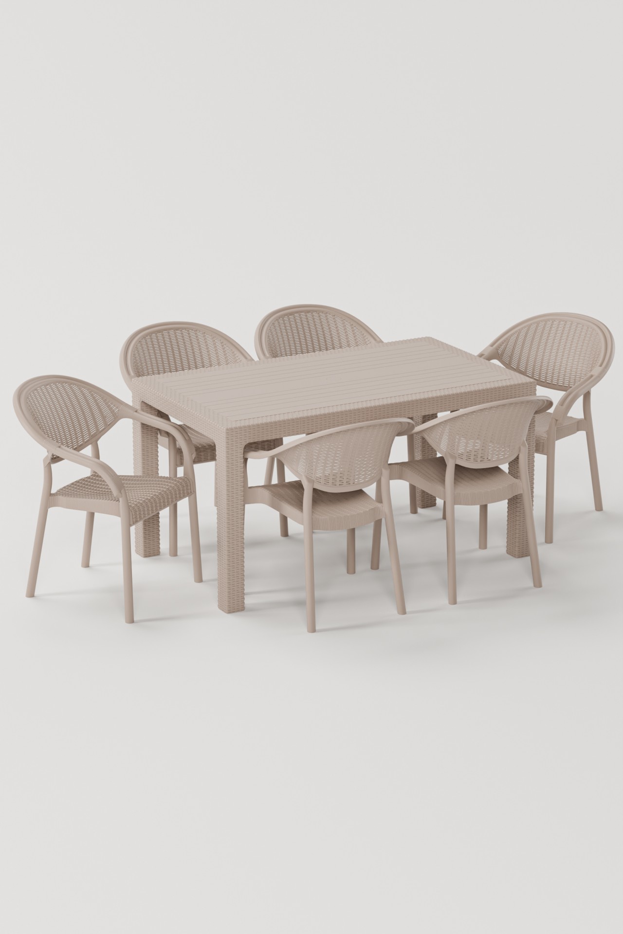 90x150 Camsız Bambu Masa Takımı - Kapiçino